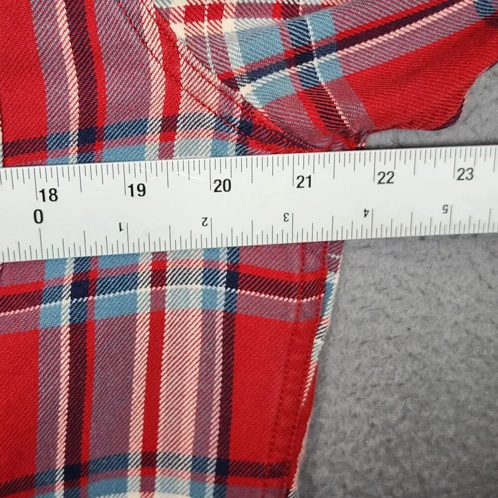 J CREW Shirt Mens Medium Red Plaid 100% Cotton Button Up Long Sleeve Flannel